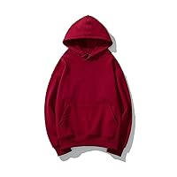 Thickened Plus Velvet Dropped Shoulder Loose Silver Fox Velvet Hooded Solid Color Sweater Cotton Winter Cold and Warm Men's Clothing Claret 5XL