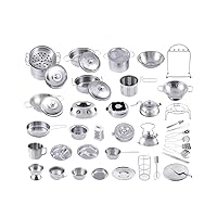 16Pcs Kitchen Toys Set Pretend Play Cookware Pots and Pans Stainless Steel Educational Toys for Kids Girls Boys Toddlers .Eioflia