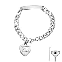 Personalized Engraving Cremation Jewelry Ashes Bracelet Urn Pendant Memorial Ash Keepsake Charms Bangle (Brother)