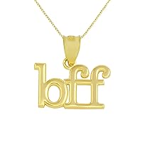 SOLID YELLOW GOLD BFF BEST FRIENDS FOREVER PENDANT NECKLACE - Gold Purity:: 10K, Pendant/Necklace Option: Pendant With 16