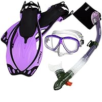 Snorkeling Purge Mask Dry Snorkel Fins Mesh Bag Set (SCS0097)
