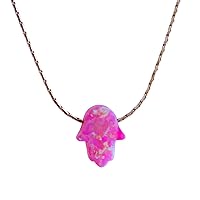 AVNIS Hamsa Opal Necklace Pendant Opal Hamsa Gold Filled Necklace