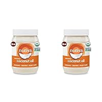 Nutiva Organic Steam-Refined Coconut Oil, 15 Fluid Ounce, USDA Organic, Non-GMO, Vegan, Keto, Paleo, Neutral Flavor and Aroma for Cooking & Natural Moisturizer for Skin and Hair (Pack of 2)