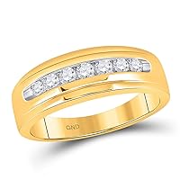 The Diamond Deal 14kt Yellow Gold Mens Round Diamond Wedding Single Row Band Ring 1/2 Cttw