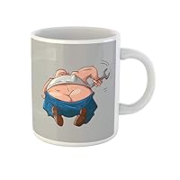 Coffee Mug Colorful of Cartoon Fat Mechanic Plumber Working on His 11 Oz Ceramic Tea Cup Mugs Best Gift Or Souvenir For Family Friends Coworkers