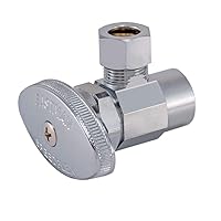 Eastman 3/8 Inch OD x 1/2 Inch Nom. Sweat Multi-Turn Brass Sweat Inlet Angle Stop Valve with Removable Metal Handle, Brass Plumbing Fitting, Chrome, 04387LF