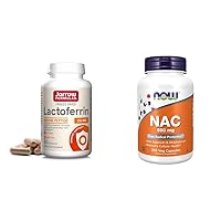 Lactoferrin 250 mg - Immune-Supporting Glycoprotein & Now Supplements, NAC (N-Acetyl Cysteine) 600 mg with Selenium & Molybdenum, 250 Veg Capsules
