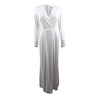 Calvin Klein Women's Long Sleeve Sequin Gown with Cross Front V Neckline