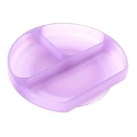 Toddler and Baby Suction Plate, Silicone Divided Grip Dish for Babies and Kids, Baby Led Weaning, Children Feeding Supplies, Non Skid Sticky Bottom, Ages 6 Months Up, Purple Jelly