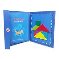 Travel Tangram Puzzle Wood Magnetic Kid Educational Classroom Puzzles Toys for Kids, Boys, Girls Age 3+ Years Old, NanYaWei 8pcs Set of Travel Games Tangrams Blue
