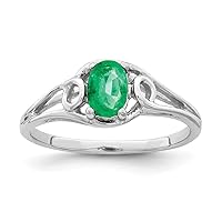 14k White Gold 7x5mm Oval Natural Emerald Ring Y2206E