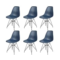 GIA Contemporary Armless Dining Chair with Black Metal Legs, Set of 6, Teal