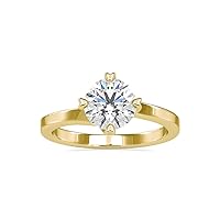 VVS Certified Round Solitaire Ring in Heart Prong Holder with Moissanite Diamond in 18K White/Yellow/Rose Gold Engagement Ring for Women | Promise Ring for Her (1.19 Ct, G-VS2)