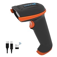 1D 2D QR Barcode Scanner Wireless and Wired with Battery Level Indicator Digital Printed Bar Code Reader Cordless Handheld Barcode Scanner Compact Plug and Play Model D5100