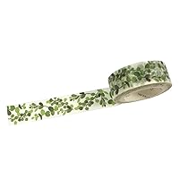 Wrapables Flowers and Greens Washi Masking Tape, 15mm x 7m Tea Green