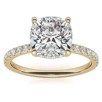 Cushion Cut Moissanite Solitaire Ring, 1.5CT Sterling Silver with 18K Gold