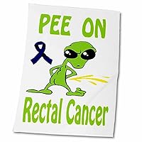 3dRose Super Funny Peeing Alien Supporting Causes for Rectal Cancer - Towels (twl-120746-2)