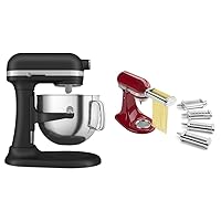 KitchenAid® 7 Quart Bowl-Lift Stand Mixer, Cast Iron Black & KSMPDX Pasta Deluxe Set Stand Mixer Attachment, 5 Piece, Stainless Steel