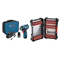 BOSCH 12-Volt Max EC Brushless Impact Driver Kit 2 battery kit PS42-02 12.70 Inch x 9.50 Inch x 4.10 Inch&BOSCH 40 Piece Impact Tough Drill Driver Custom Case System Set DDMS40