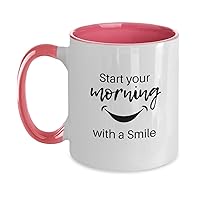 Start Your Morning With A Smile Two Tone Coffee Mug Best Feel Better Inspirational Novelty Daily Reminder Good Morning Funny Gift Ideas For Men Women Her Him Mother Father Birthday Christmas Cup