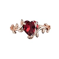 10K/14K/18K Gold Heart Cut Gemstone Art Deco Vine Leaf Rings for Women Vintage Twig Leaf Ring Inspired Branch Engagement Promise Anniversary Ring Jewelry Gifts for Her