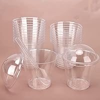 50 Pack Dessert Cups with 50 Spoons and Lids 7oz Clear Plastic Parfait Appetizer Cups Multi-Use Dessert Cup Bowl for Pudding Ice Cream Cake Fruit Parfait