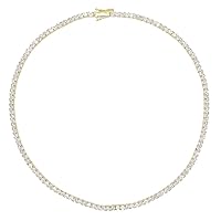 Unisex 18K Gold Tennis Choker Necklace with 3mm Moissanite Chain,Iced Out Necklace Jewelry for Women and Men
