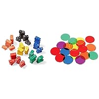 hand2mind Wooden Dominoes Set (6 Sets of 28) & Learning Resources Transparent Color Counting Chips - 250 Pieces, Ages 5+ Math Counters for Kids, Counting Chips, Perfect for Bingo Games