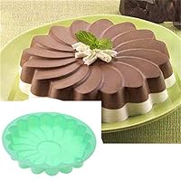 EORTA Silicone Large Cake Mold 23 CM/9 Inch Flower Shaped Round Nonstick Baking Pan Brownie/Cheesecake/Tart/Pie/Flan/Bread Baking Tray for Birthday, Anniversary, Party, Random Color