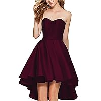 Women's Strapless Sweetheart Satin A Line Homecoming Dress Lace Up Short Cocktail Dress Grape Purple