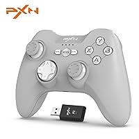 2.4G Wireless Game Controller, PXN P3 PC Wireless Controller, Plug and Play Game Controller Dual Vibrators for PC(Windows 7/8/10/11), PS3, iSO 14.2+, Android 4.0+, Android TV/Box - Gray