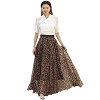Vintage Chiffon Print Floor-Length Bohemia Skirt Holiday Beach Skirt