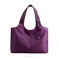 Casual Women Handbag Waterproof Nylon Shoulder Bag Wear-Resistant Large Tote Bag (Color : Purple, Size : 41x13x29cm)