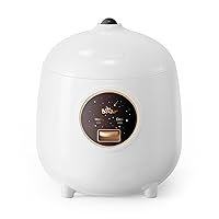 Bear Rice Cooker 2-Cups Uncooked, 1.2L Small Rice Cooker with Non-stick Coating, BPA Free, Portable Mini Rice Cooker, One Button to Cook and Keep Warm Function, White