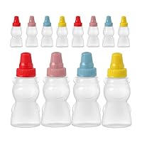 BESTOYARD Mini Condiment Squeeze Bottles, 12pcs Bear Shaped Mini Ketchup Bottle Vinegar Soy Sauce Container for Ketchup, Liquids, Sauces Syrup 23ml