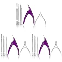 SHANY Premium Manicure-Pedicure Tool Set - All in one Nail Care Kit Stainless Steel Nail Edge Cutter, Cuticle Clipper, Cuticle Pusher, Double Edged Nail Scrapper Trimmer and Cleaner. (Pack of 3)