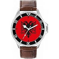 Albanian Flag Mens Wrist Watch 42mm Case Custom Design