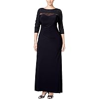 Xscape Women's Plus Size Long Ity with Lace Sleeves