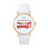 Red Double Decker Bus Watch 38mm Case 3atm Water Resistant Custom Designed Quartz Movement Luxury Fashionable