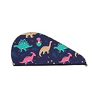 Extinct Dino Woman's Coral Velvet Dry Hair Cap with Button Quick Dry Turban for Wet Hair Long Thick Hair Bath Shower Hair Cap Anti Frizz Hair Wrap Towel Strong Water Absorption