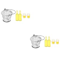 BESTOYARD 2 Sets Mini Beer Set Lovely Beer Cup Micro Landscape Decor Mini House Ice Bucket Model Dollhouse Room Decor Miniatures Miniature Scene Model Mini Bottle Resin 8g Cup Set Doll House