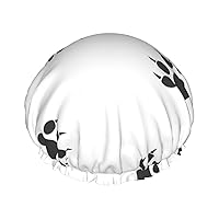 Bear Paw Print Double Layer Waterproof Shower Cap, Suitable For All Hair Lengths (10.6 X 4.3 Inches)