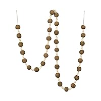 Creative Co-Op Wool Felt Ball Garland with Wood Beads, Natural and Brown