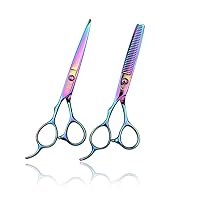 Purple Dragon 6.0 inch Left Hand Barber Hair Cutting Scissor and Thinning Shears - for Professional Left-handed Hairstlist