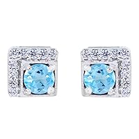 Genuine Gems Sky Blue Blue Topaz 925 Sterling Silver Stud Earring - highest jewelry gift for grandmother