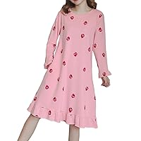 Vopmocld Long Nightgown Cute Strawberry Pattern Nightdress for Big Girls Size 8-17 Years