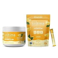 Ultima Replenisher Electrolyte Drink Mix Bundle – Lemonade, 30 Serving Canister & 20 Stickpacks – 6 Electrolytes & Minerals – Keto Friendly, Vegan, Non-GMO & Sugar-Free Electrolyte Powder