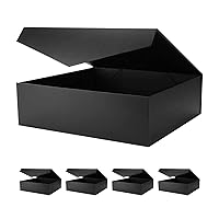 5 Extra Large Gift Boxes with Lids 16.3x14.2x5 Inches, Black Gift Boxes Large, Groomsmen Boxes, Magnetic Gift Boxes for Clothes and Large Gifts (Matte Black)