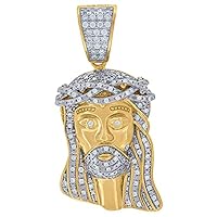925 Sterling Silver Yellow tone Mens CZ Jesus Religious Charm Pendant Necklace Measures 35.5x16.9mm Wide Jewelry Gifts for Men