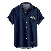Mens Hawaiian Shirt Coconut Tree Casual Short Sleeve Button Down Shirts Aloha Shirt Holiday Beach Bowling Shirts